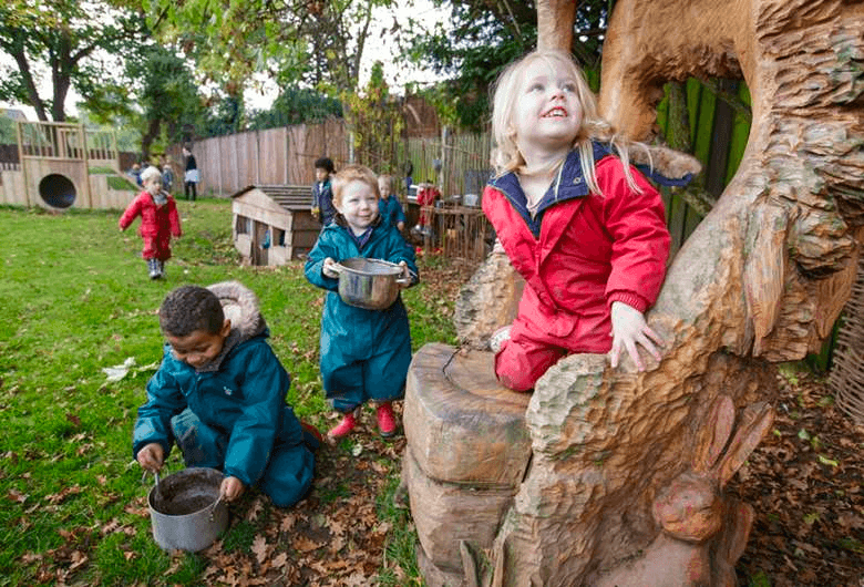 Nurturing and children playing