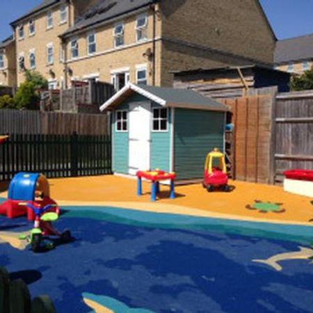 Nursery outdoor playground with play house