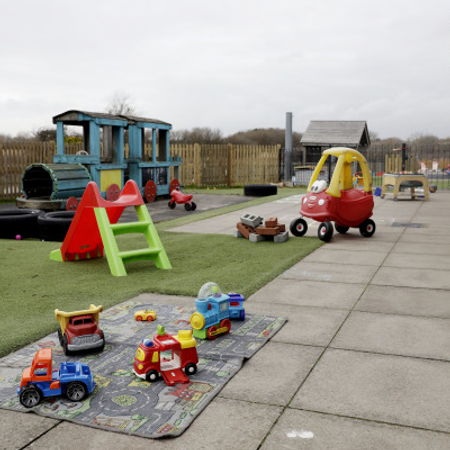 Nursery playground with slide toys on the floor