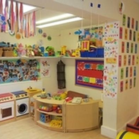 Nursery indoor with colorful toy displays