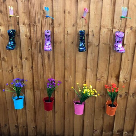 Nursery outdoor with hanging flower pots