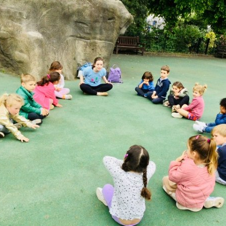 Nursery outdoor playground with formation rock